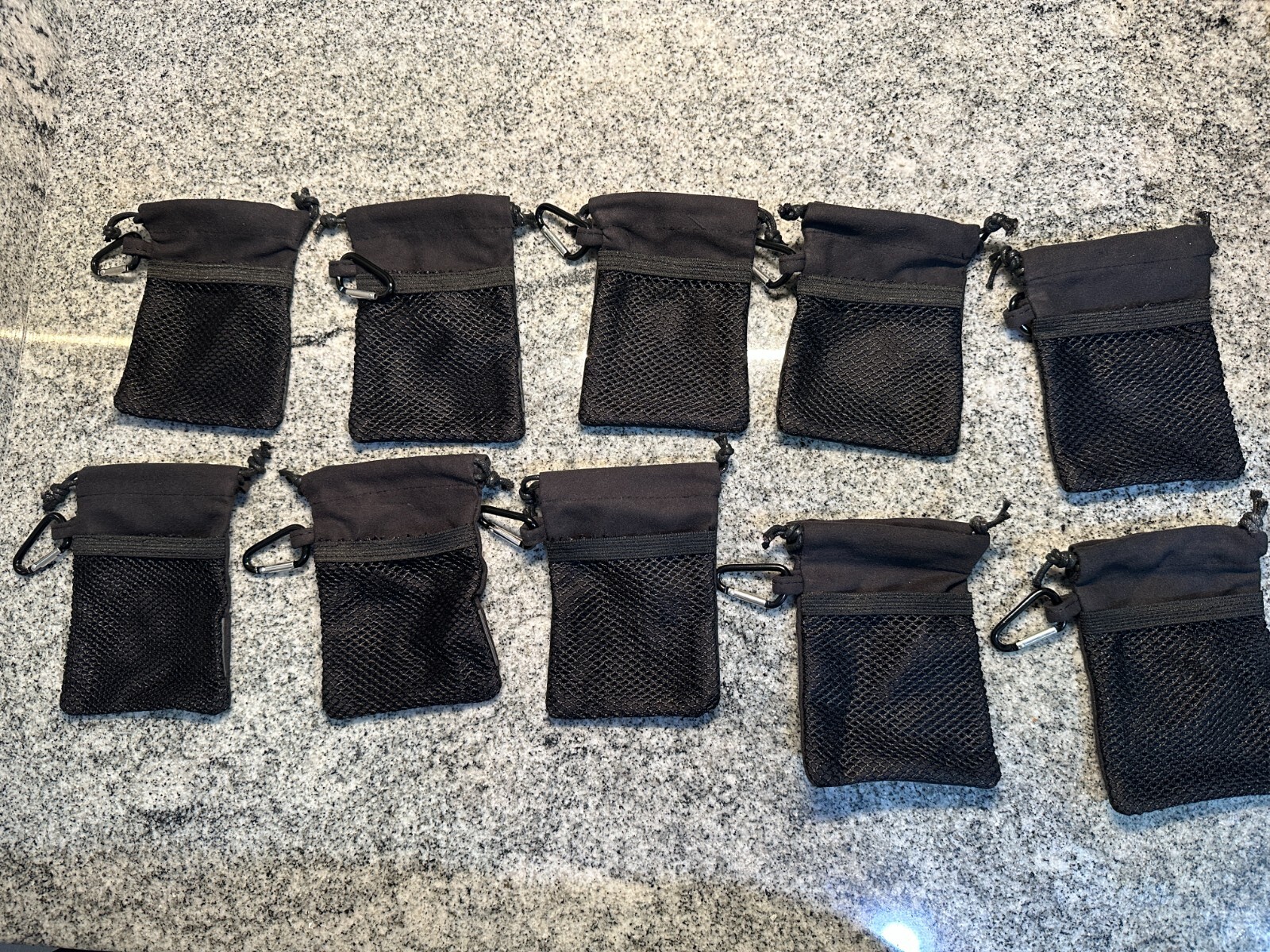 6PC Soft Cloth Drawstring Storage 4.5 x 6in Bag for Accessories w/Carabiner Clip
