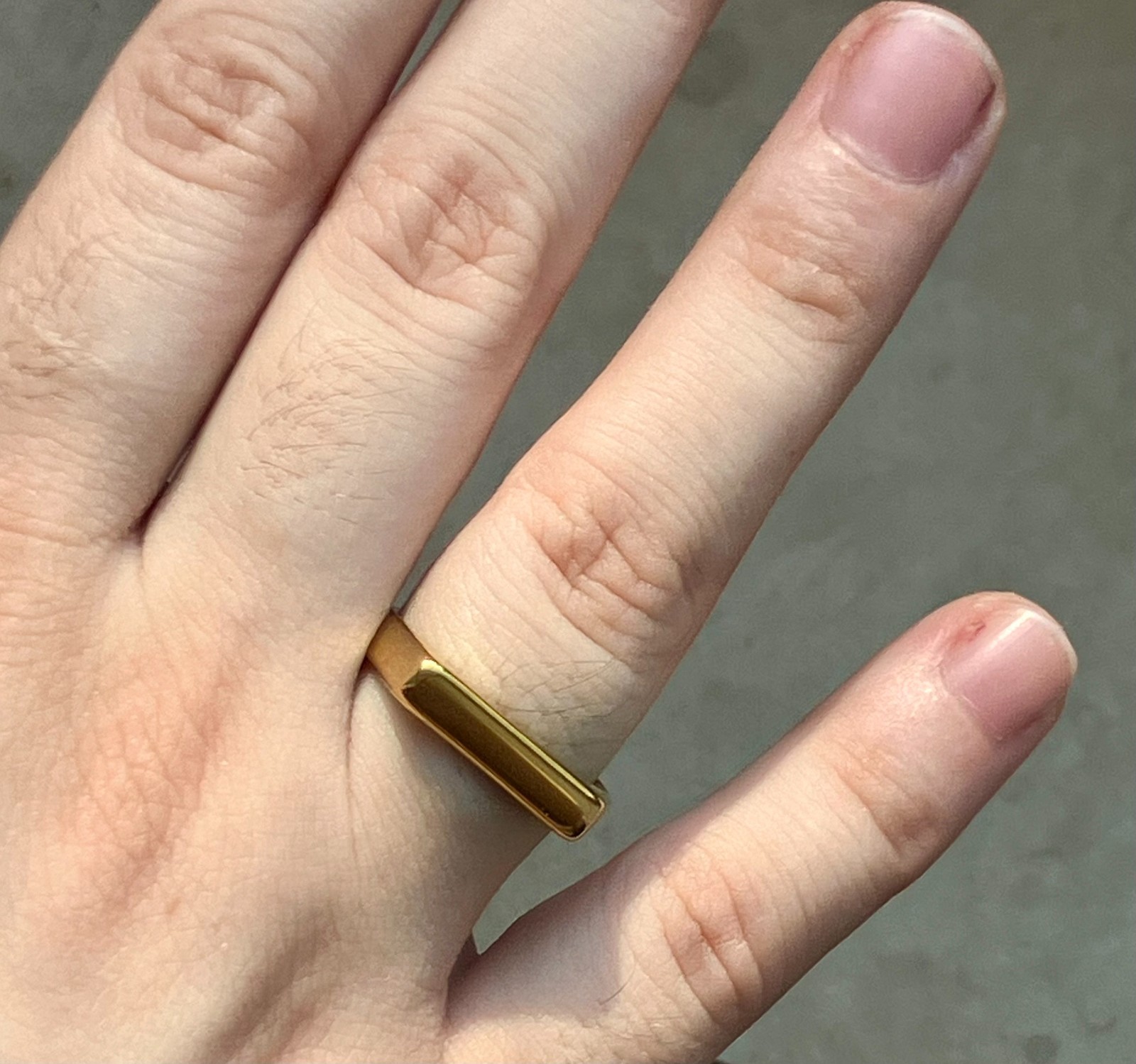 Minimalist 18K Gold PVD Plated Flat Bar Ring – Stainless Steel