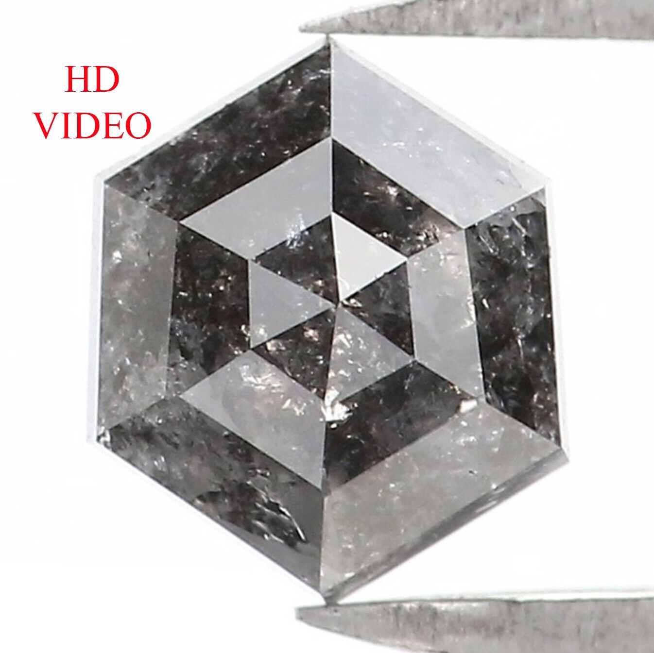 0.90 CT Natural Loose Hexagon Cut Diamond 6.40 MM Salt And Pepper Diamond KQ2408