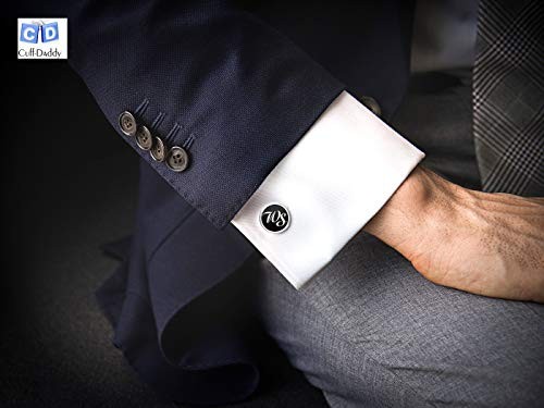 Mens Black and Gold Cufflinks and Studs – Sparkly Gold and Black Diamond Dust