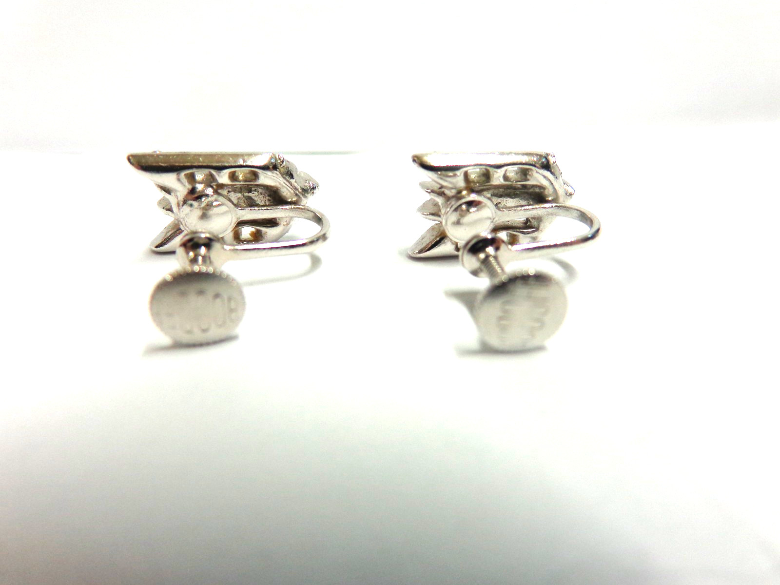 Vintage Rhinestone earrings by Bogoff Screw on type sz 1/2 in lg wgt5.4 grams