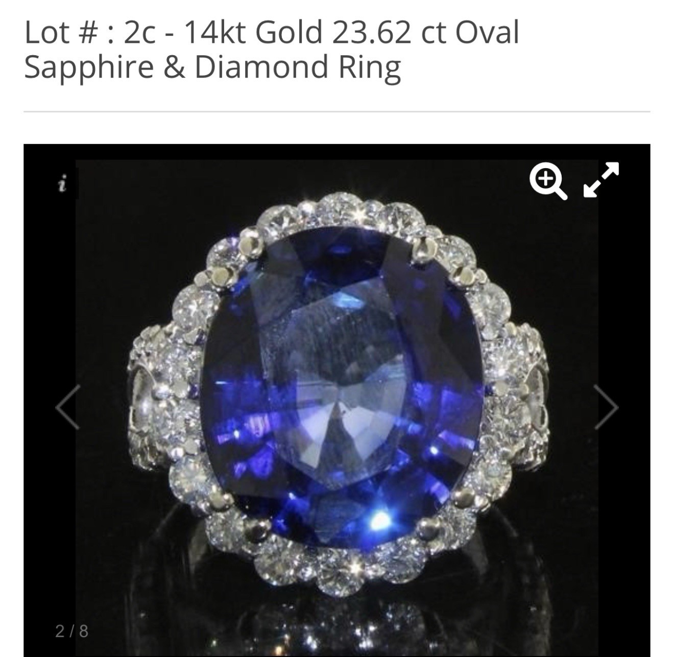 AIGL Certified 14kt Gold 23.62 ct Oval Natural diffused Sapphire & Diamond Ring
