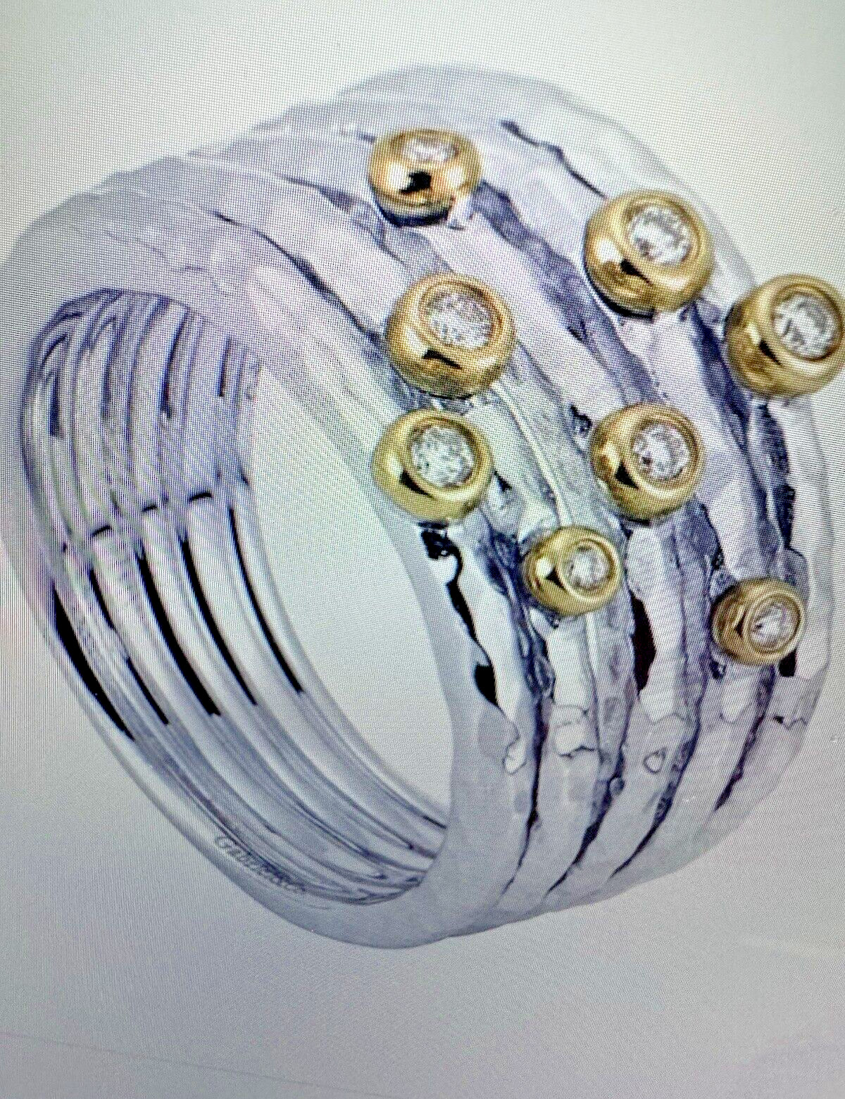 Gabriel & Co – Sterling Silver and 18k Gold Ring and Earring Set