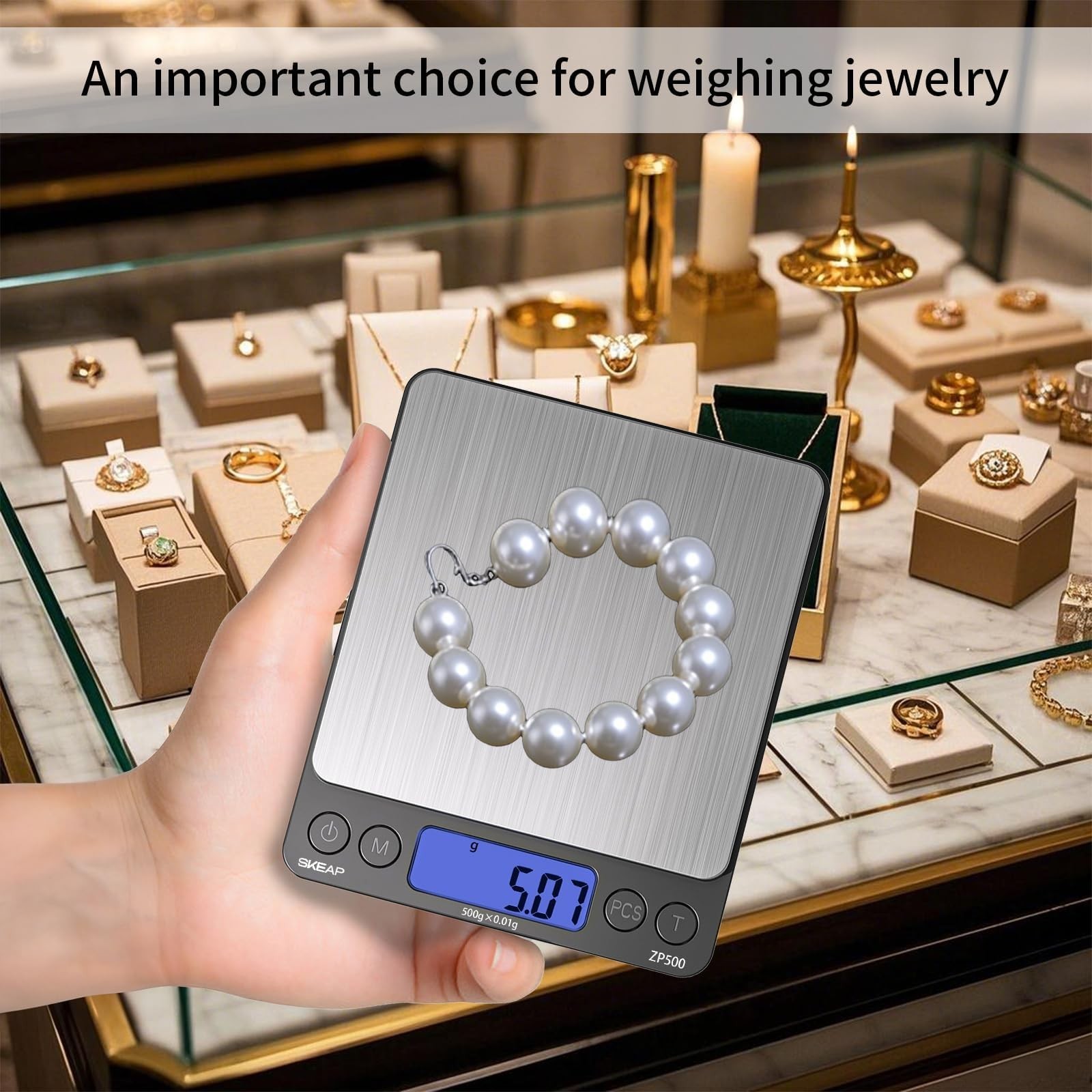 Precision Digital Jewelry Scale 500g x 0.01g – Backlit LCD, Tare Function for Ge