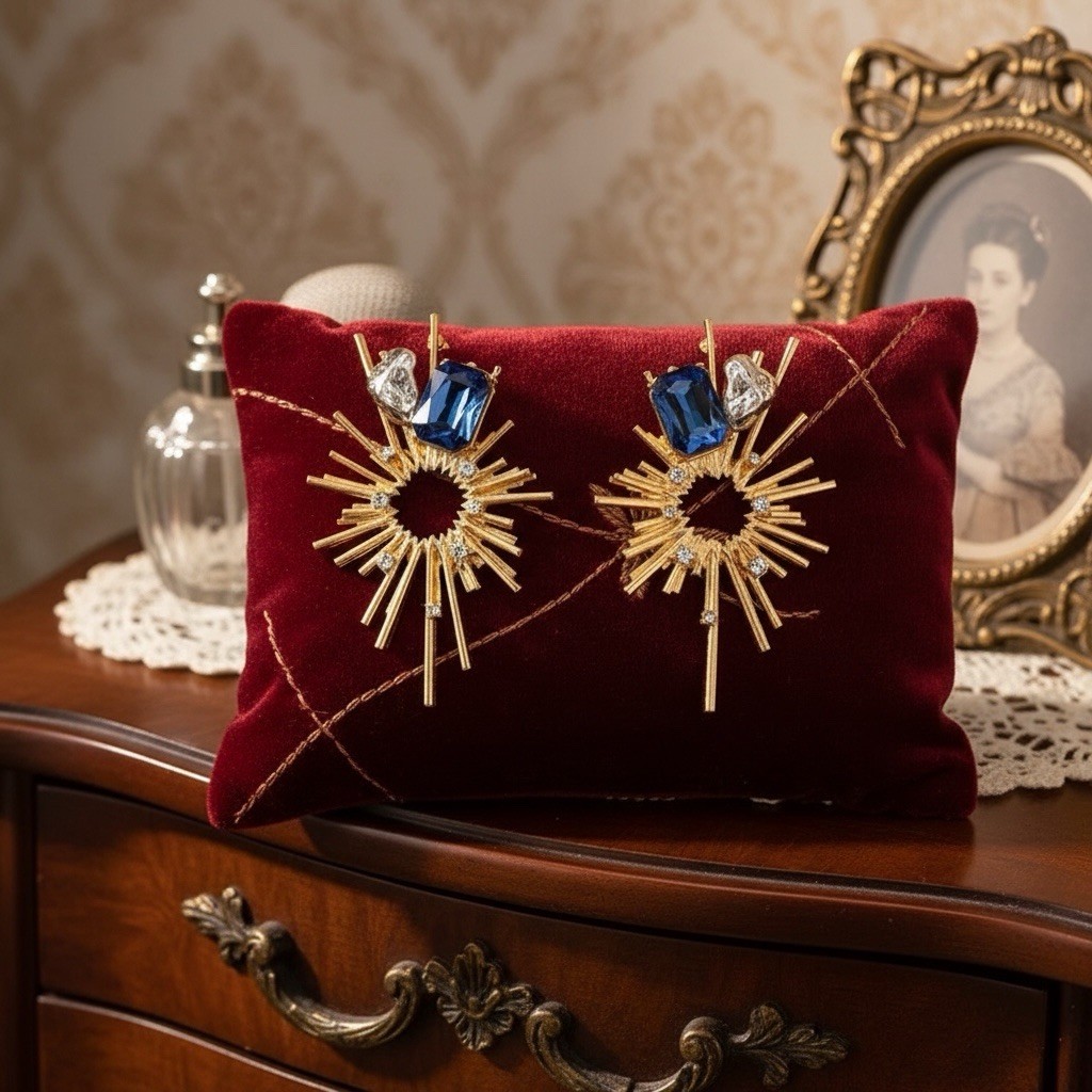 Art Deco Sunburst Earrings Gold CZ Star Museum Modern Molten Sun Boho Art Retro