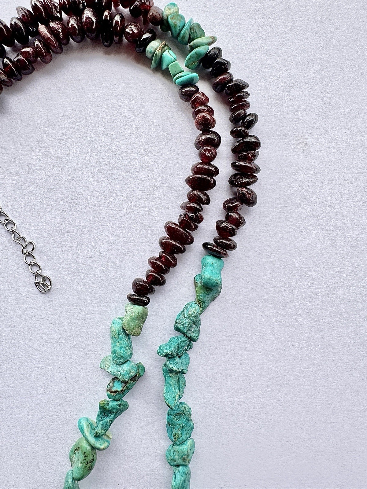 Southwestern Turquoise Chip & Garnet Necklace