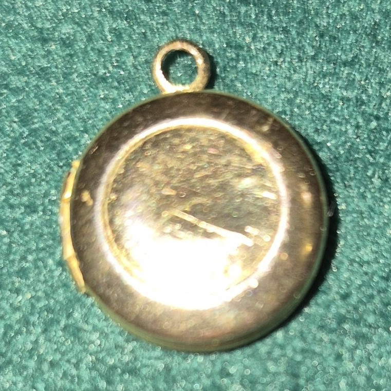 Round Gold Locket Pendant Charm w/ Loop Bail, Opens and Closes
