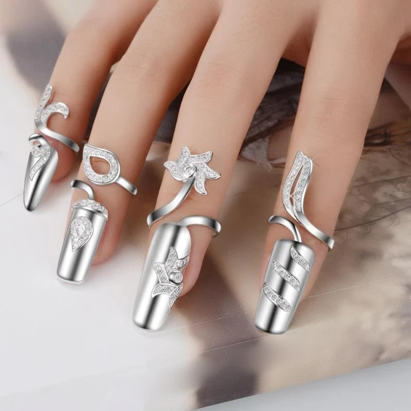 4 Pcs Open End Knuckle Rings for Women Nail Rings Fashion Jewelry