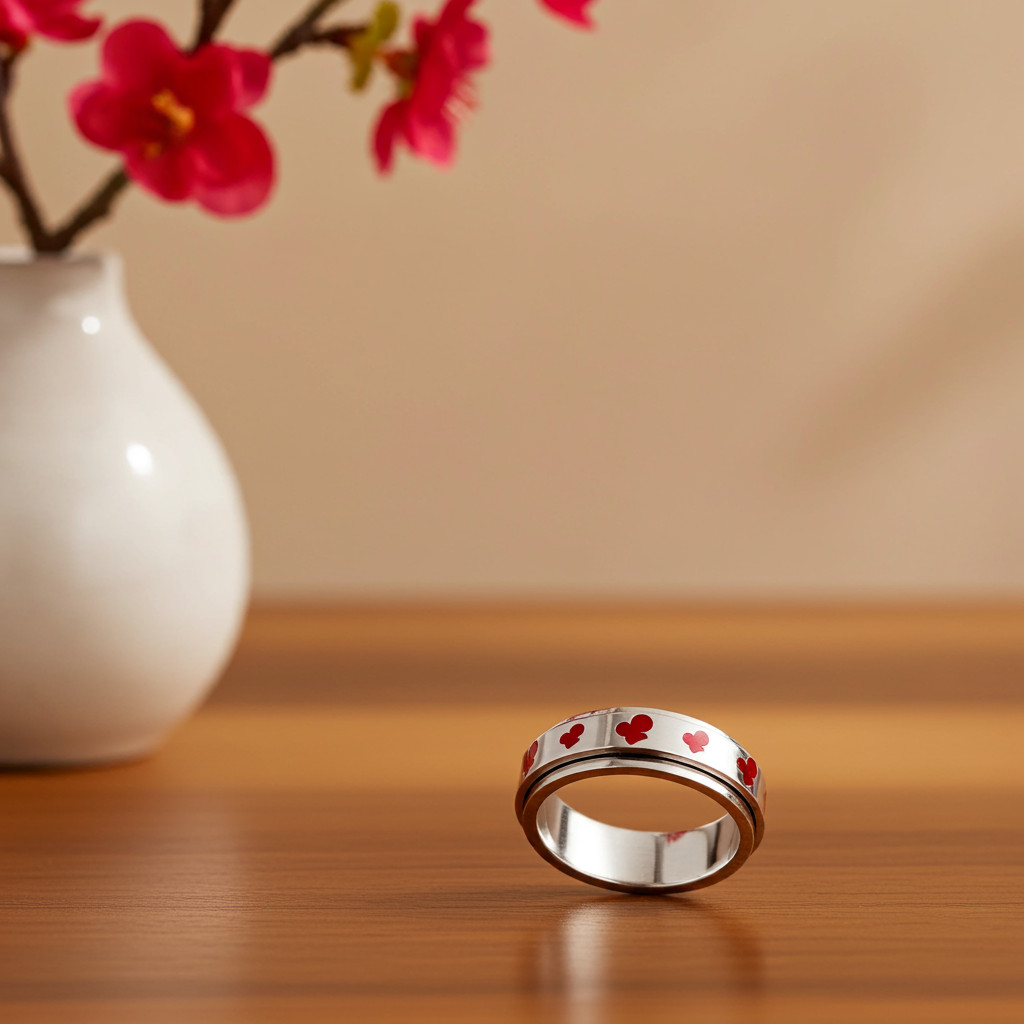 Spinner Ring With Cherries All Ages Unisex Stainless Steel Wedding Band 71