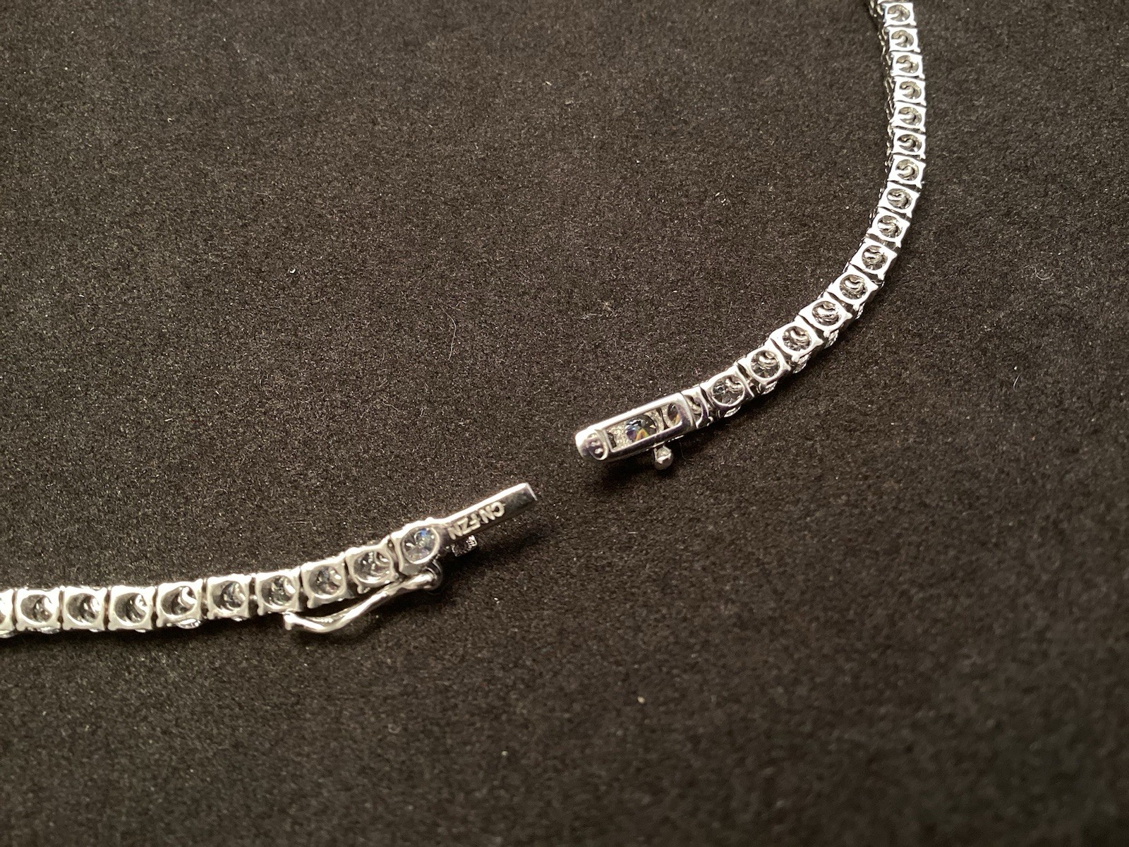 Fuzion Creations 925 Sterling White Quartz Tennis 3-8mm Graduated Necklace 18”