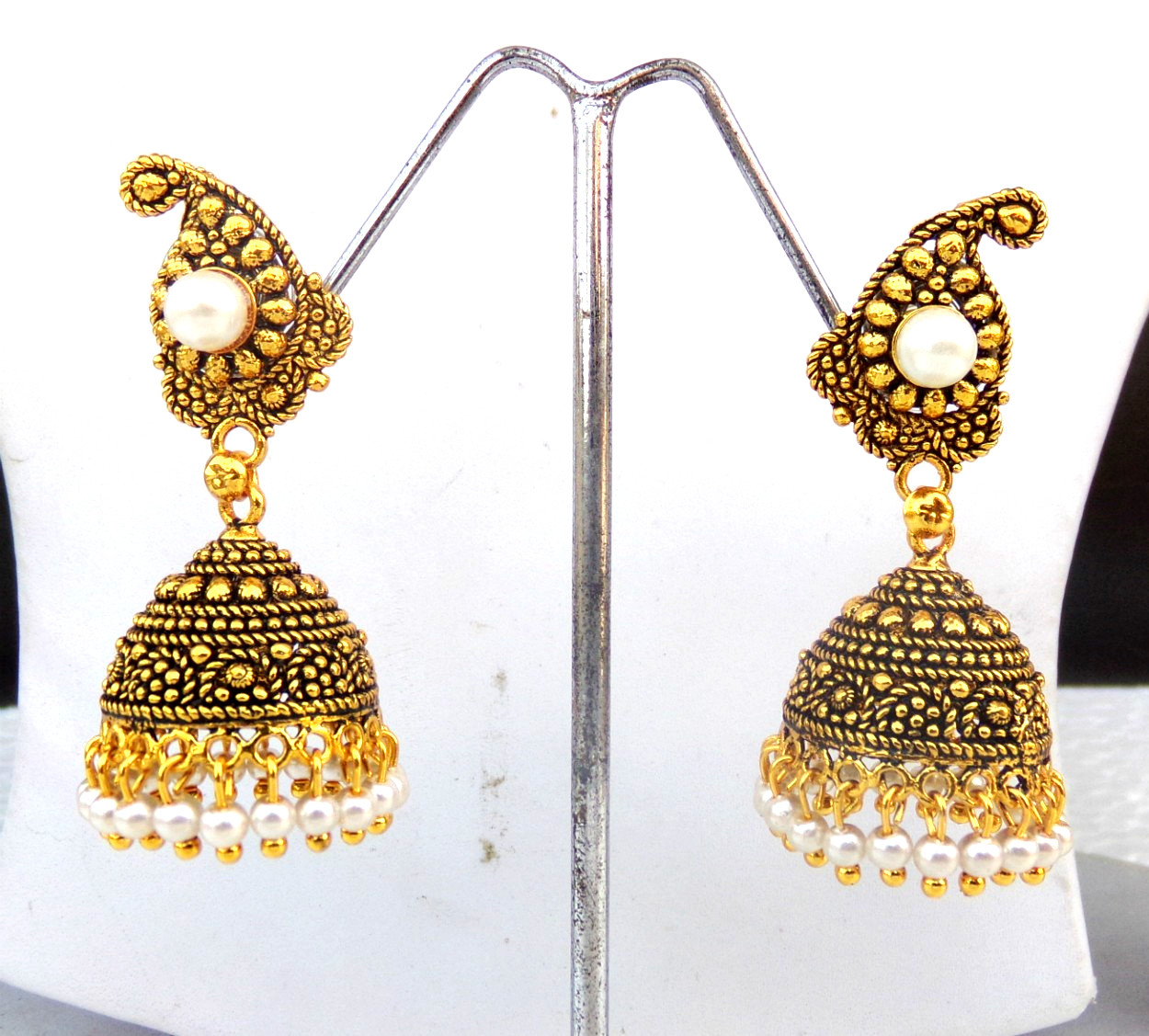 Bollywood south India gold plated Pearl Jhumki For Girls and Women traditional