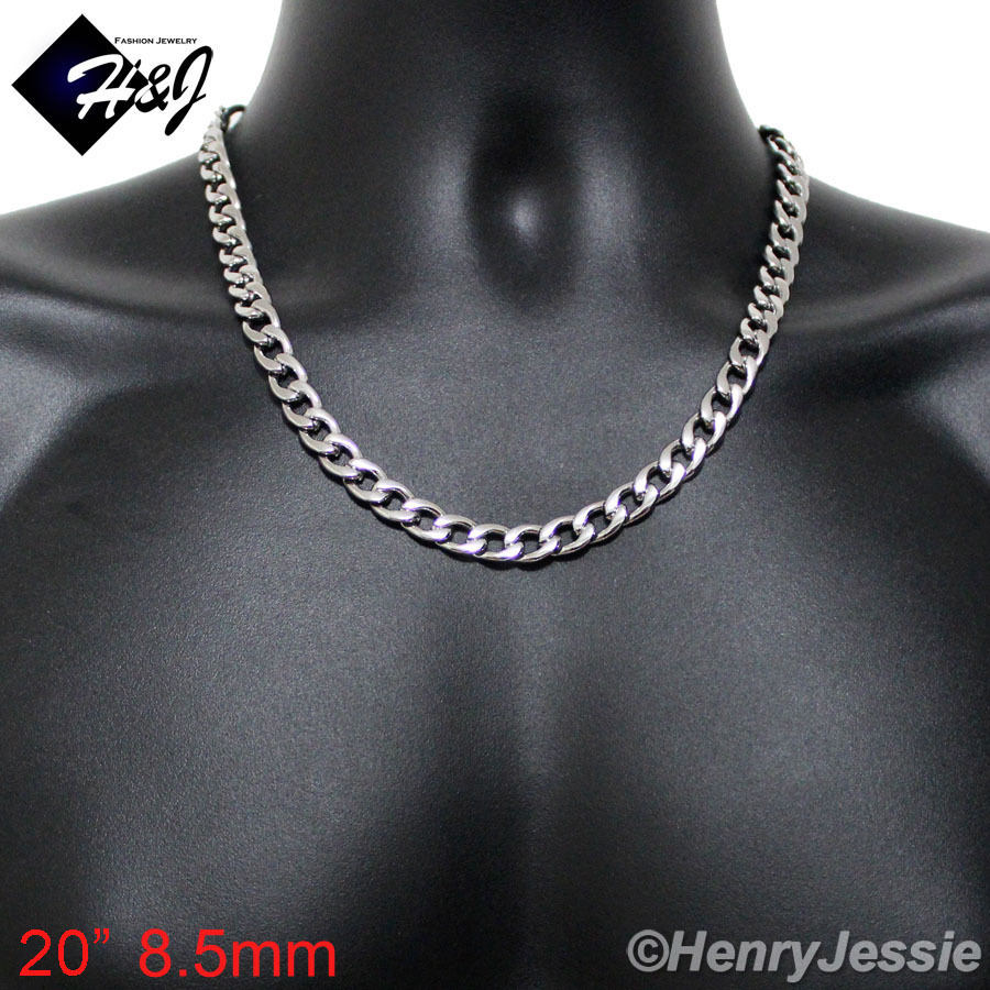 18-40″MEN’s Stainless Steel 6/7/8.5mm Silver Cuban Curb Link Chain Necklace*N117
