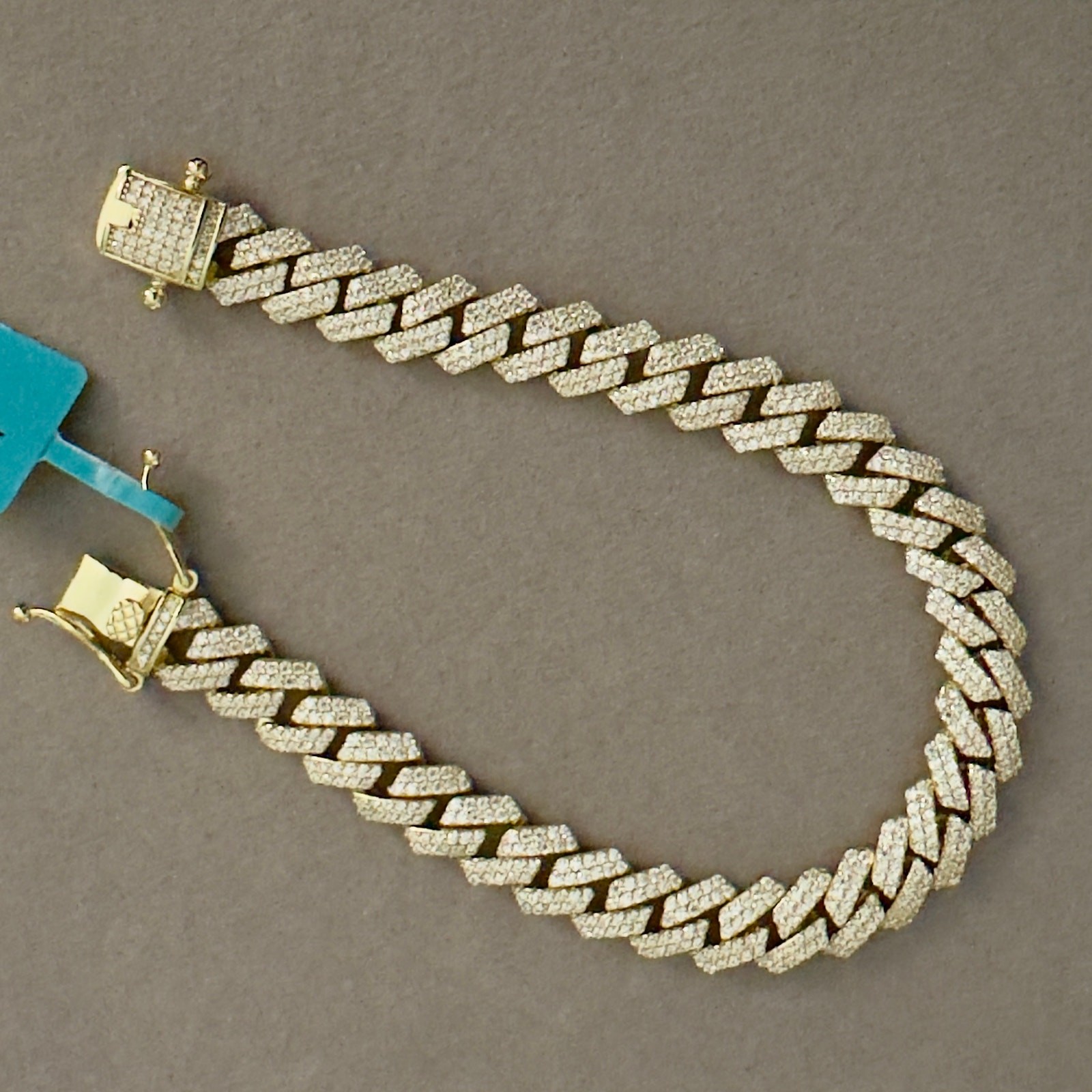 8.7mm Genuine Moissanite Iced Gold Monaco Cuban Bracelet 7.5in~NEW Retails $899