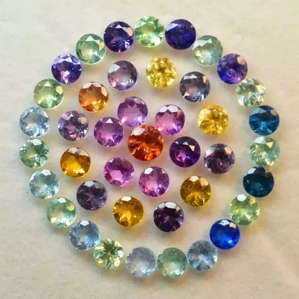 Mix Color Sapphire 6 mm Cut Round 55 Piece Lot Natural Certified Loose Gemstone