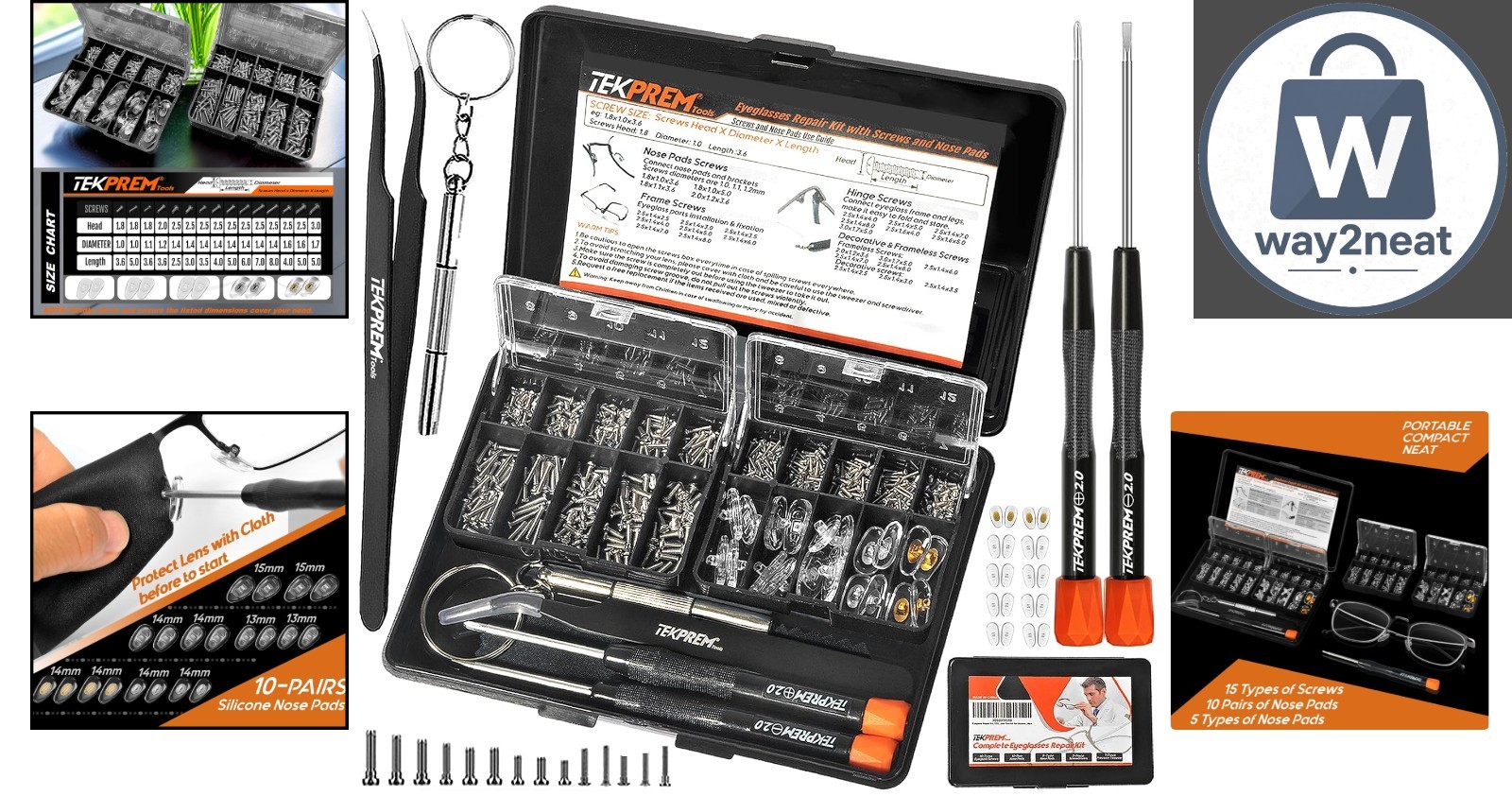 Magnetic Eyeglass Repair Tool Kit with Screws and Nose Pads for Effortless Fixes