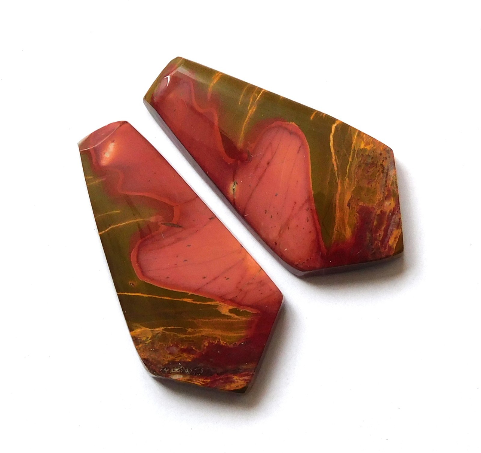 28.40Cts Natural Cherry creek Jasper(29.6mmx15.2mm each)Cabochon Match Pair YA34