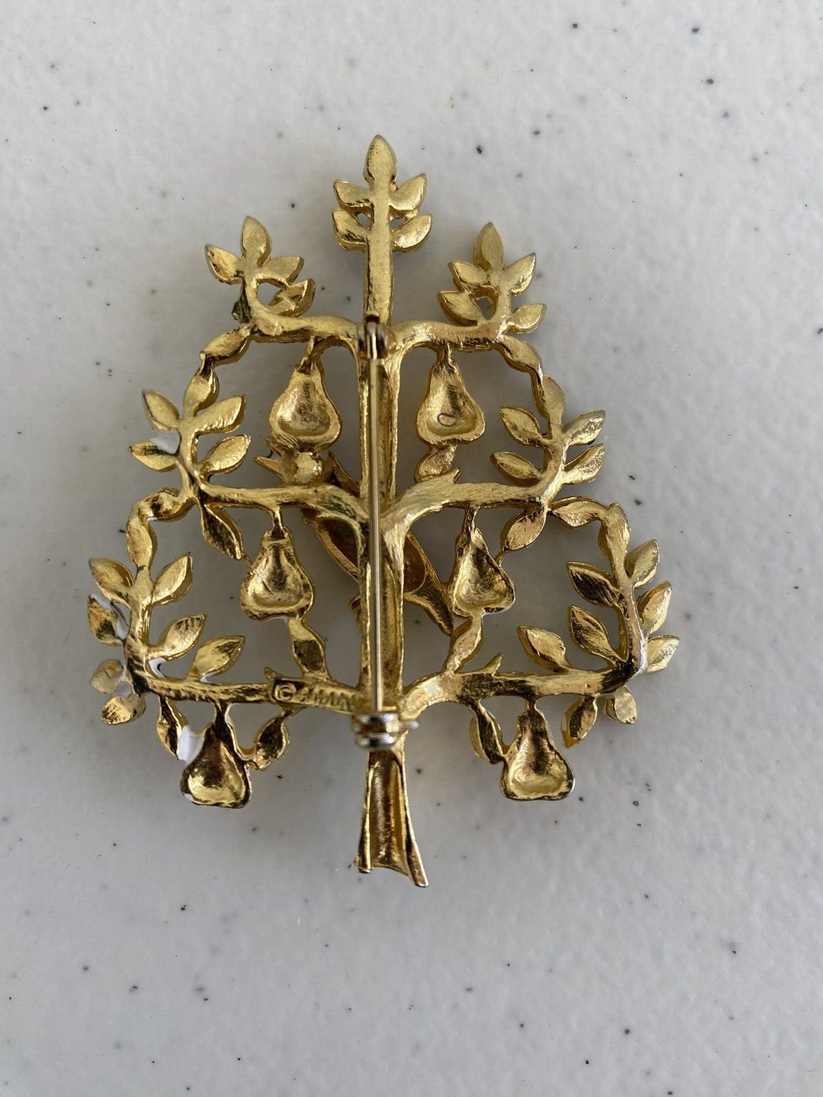 Vintage Cadoro Brooch Partridge Pear Tree Enamel Brooch 12 Days Christmas 60s
