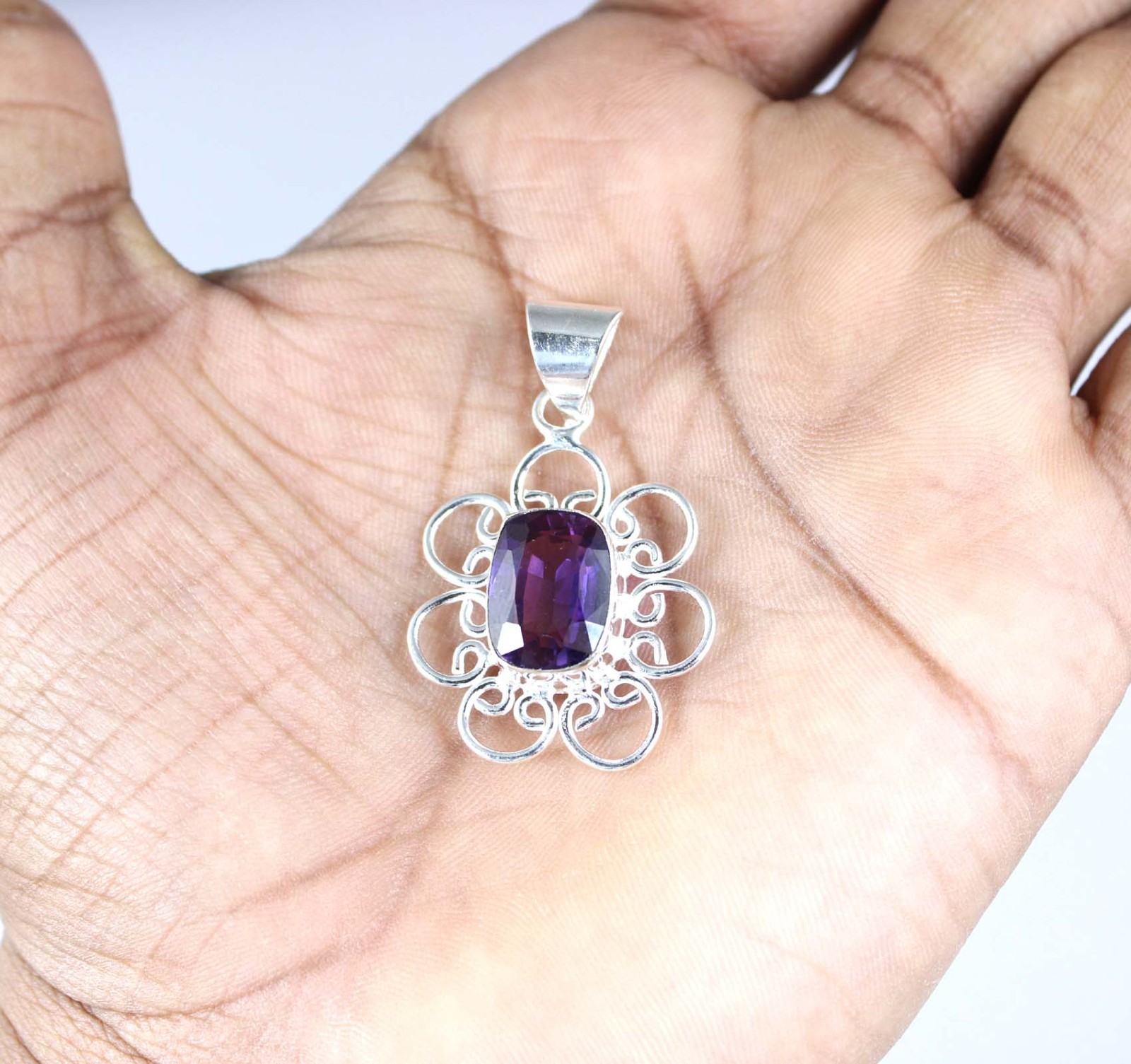 Boysenberry Sapphire 9.85 Ct Natural Cushion Gemstone Men’s Pendant Veterans Day