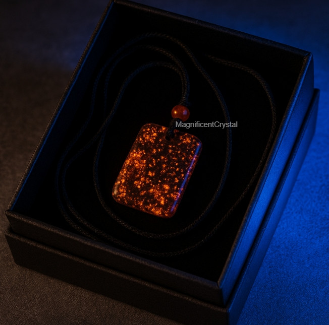 Yooperlite Rectangle Pendant Necklace UV Reactive Stone Jewelry Party Glow Gifts