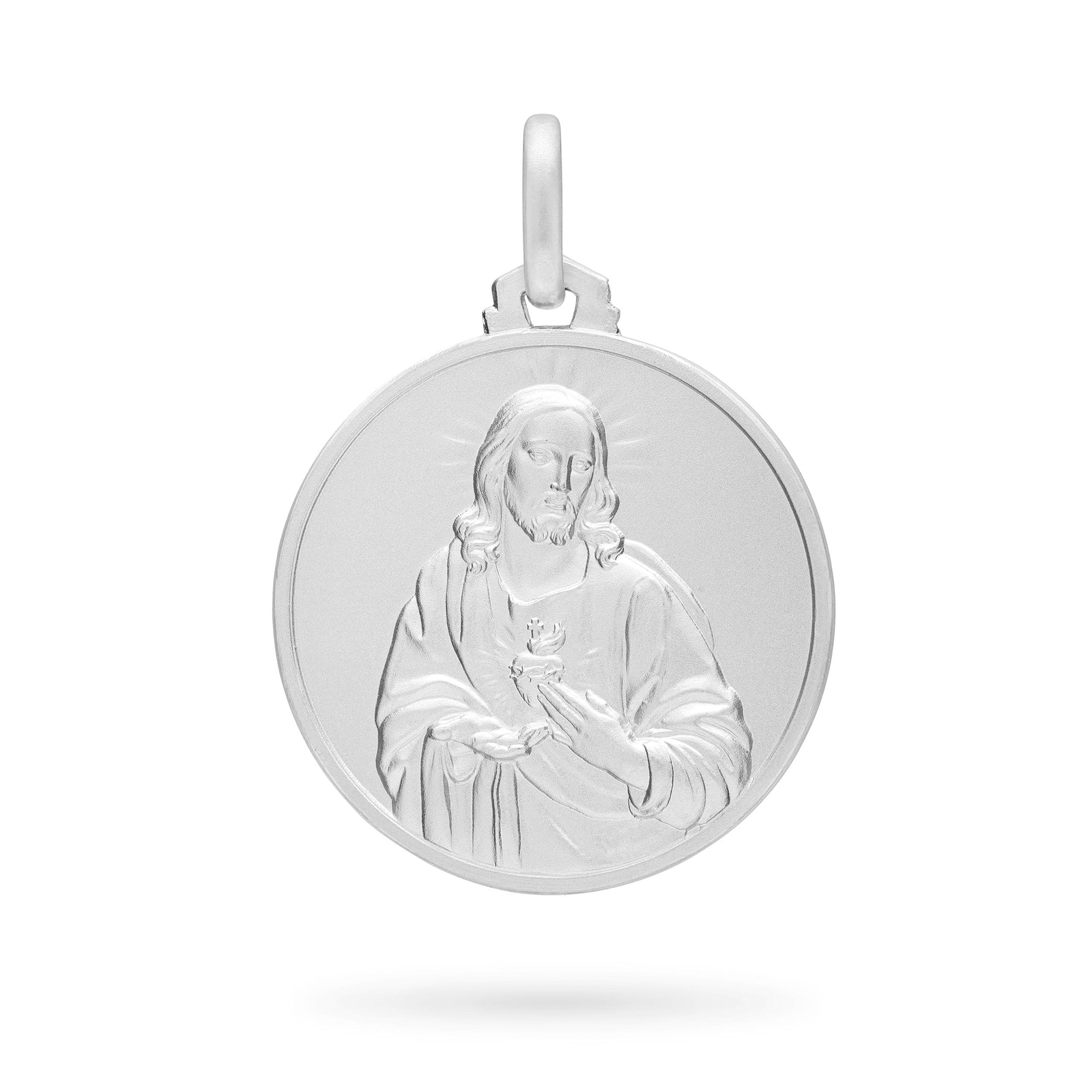 Sterling Silver Sacred Heart of Christ Scapular Medal Pendant Christian Jewel