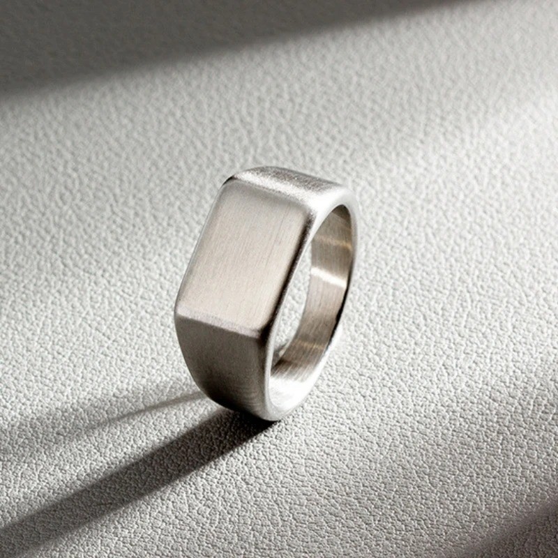 316L Stainless Steel Blank Signet Ring Men Rectangle Engraving Ring