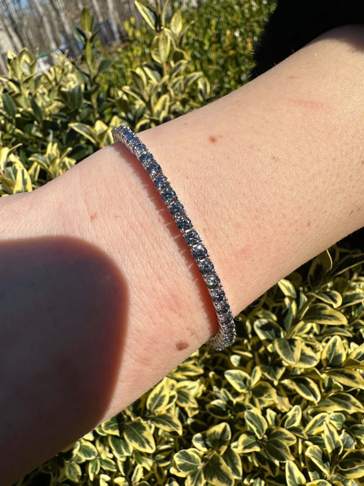 Real Iced Blue Gray MOISSANITE 3mm Tennis Bracelet 925 Silver Passes Tester