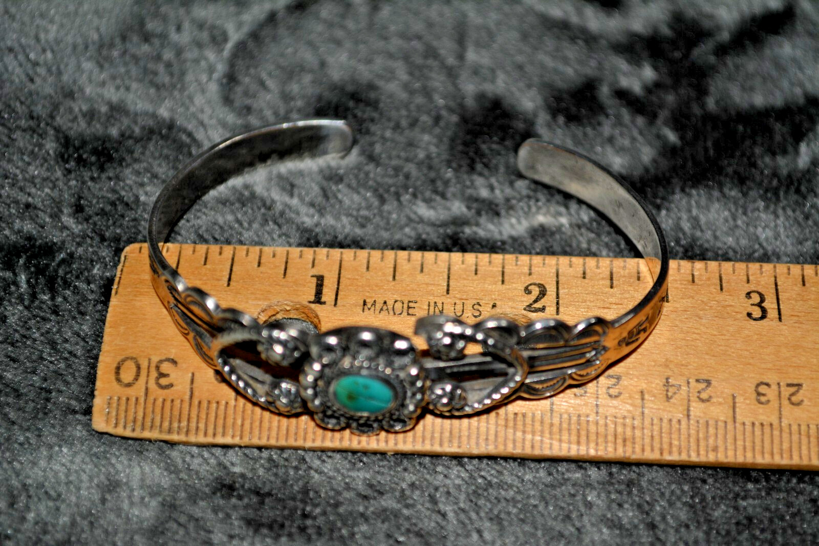 Vintage Fred Harvey Sterling Silver Turquoise Child Small Adult Cuff Bracelet