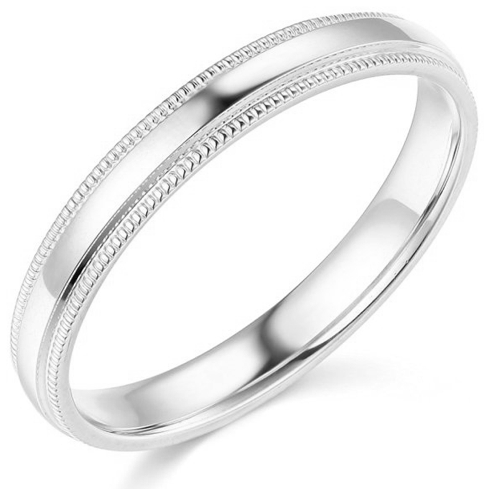 14K White Gold 2mm 3mm 4mm 5mm 6mm Comfort Fit Men Women Milgrain Wedding Band