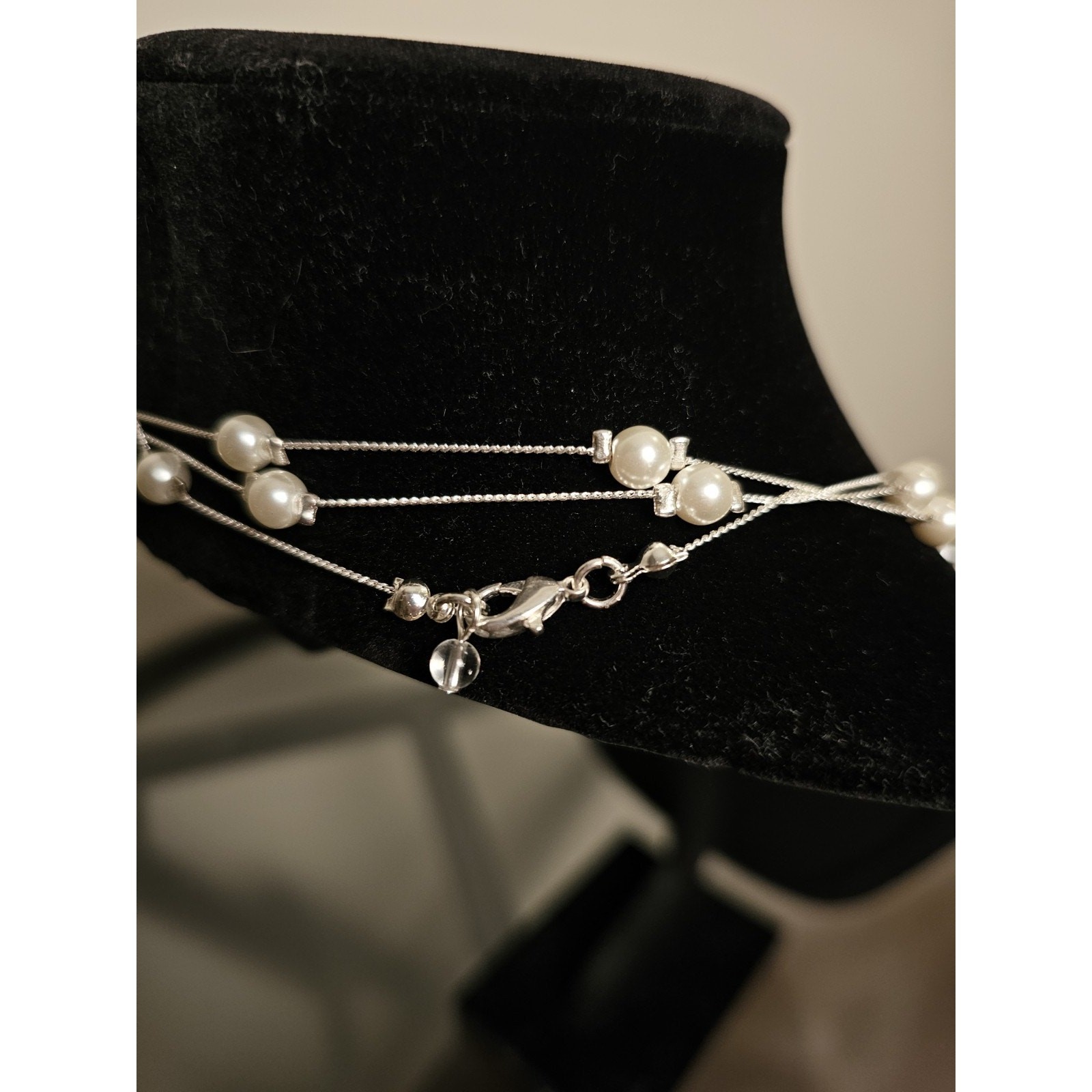 Extra Long Pearl Strand on Silver Tone Chain
