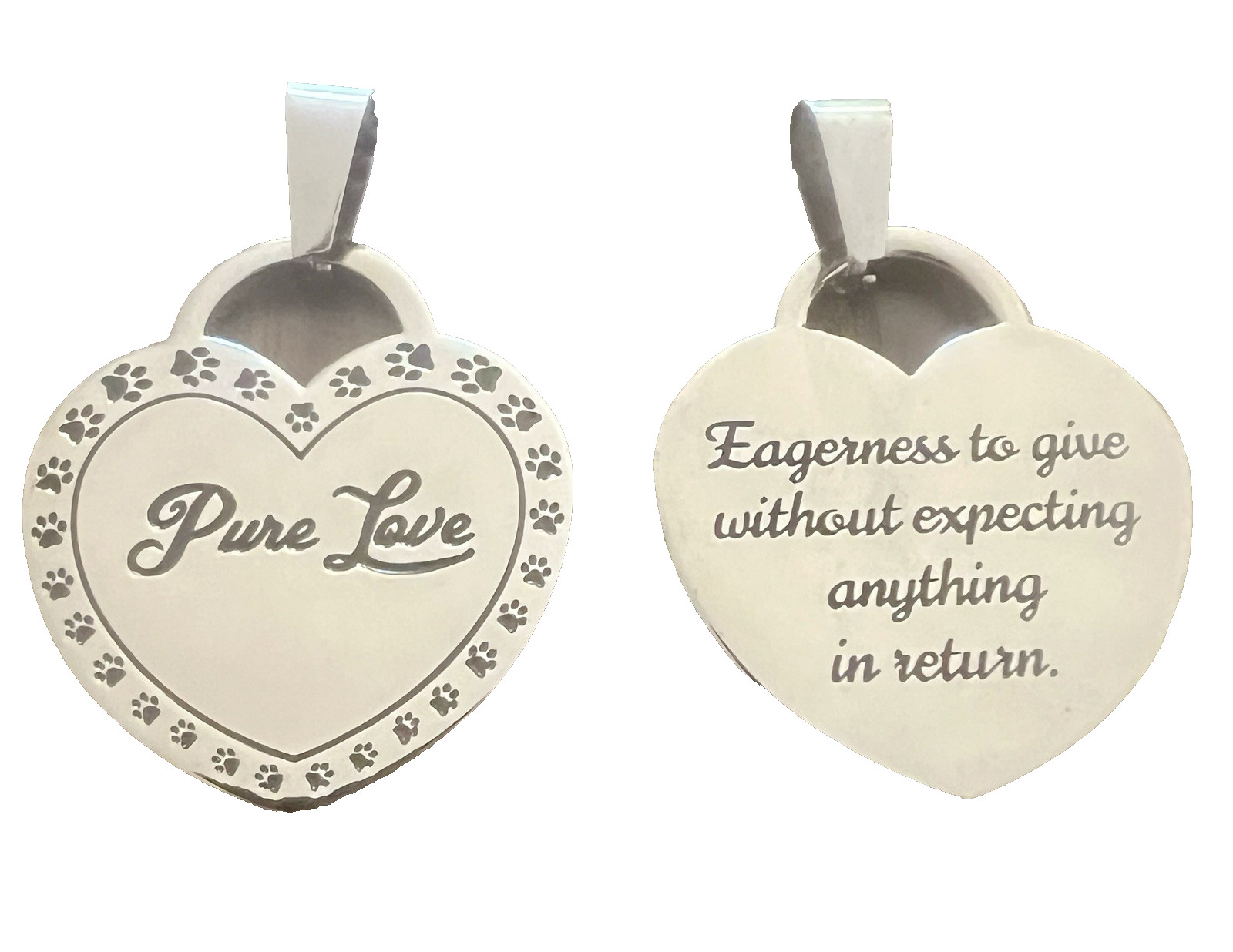Pure Puppy Love Necklace Dog Paw Prints Stainless Steel Black Cord
