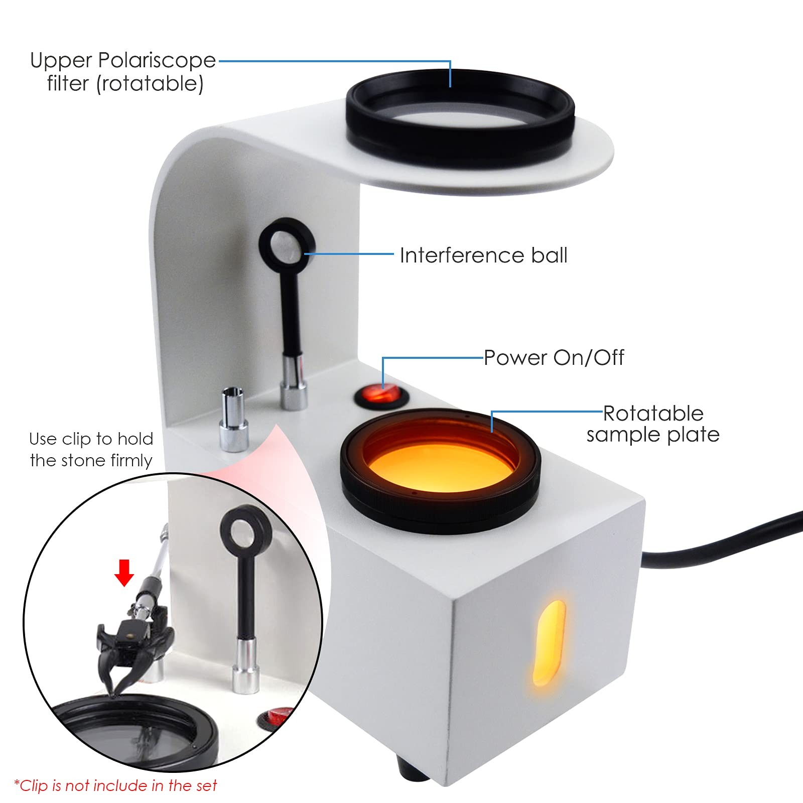 Polariscope LED Light with Glass Rotatable Filters, Desktop