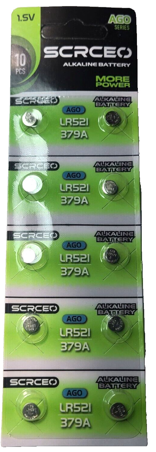 LR521 1.5V ALKALINE 10PK (GREAT EXP 12/30) LR521 AGO D379 280-59 FREE SHIPPING