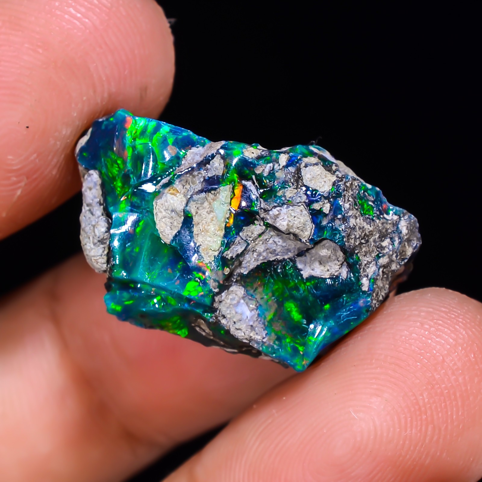 14.ct Natural Black Opal Rough Ethiopian, Fire Opal Gemstone, 22x13MM Welo Opal