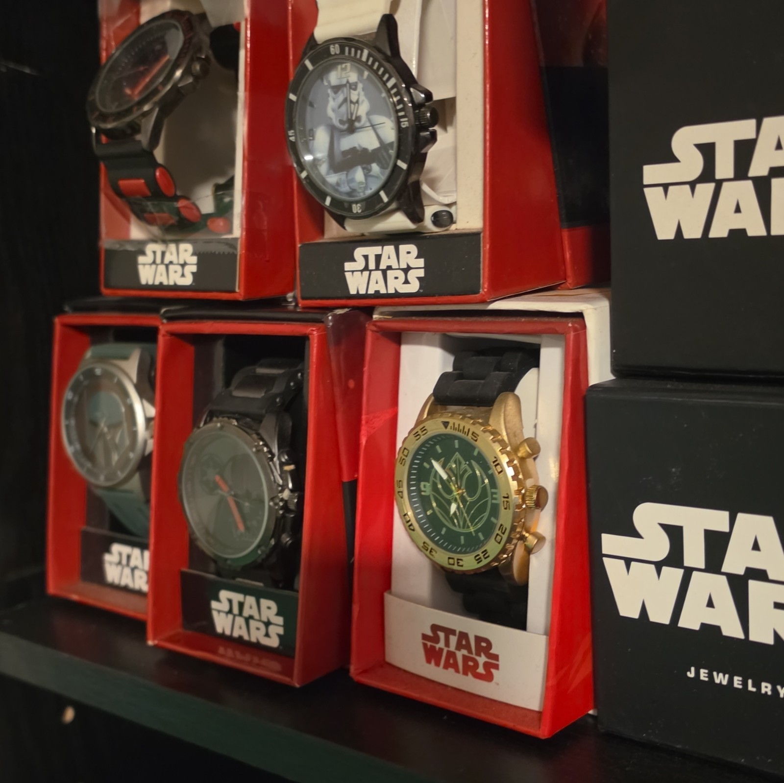 Star Wars Lot of 5 Character Analog Quartz Watches Silicone Bands w/ Boxes