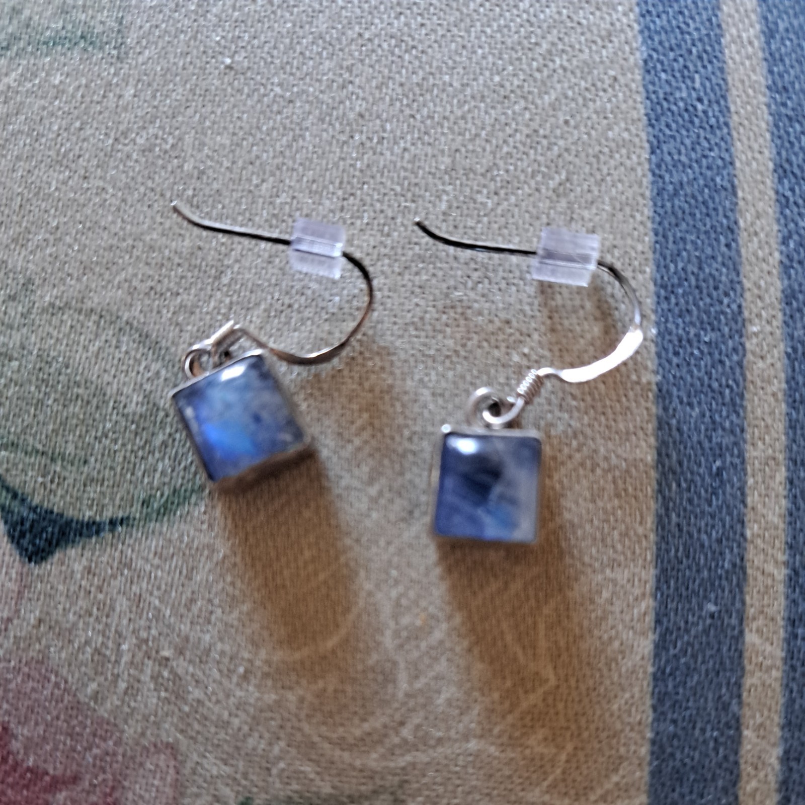Labradorite 925 Sterl Silver Dangle Earrings Square w Soft Corners you get exact