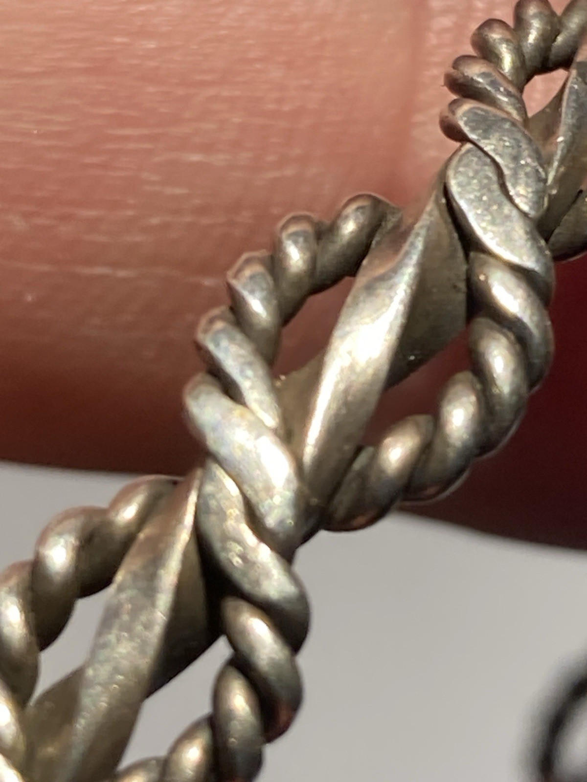 Bangle Bracelet Sterling 925 Silver Braided Rope 16 Grams 2 1/8 In Diameter m002