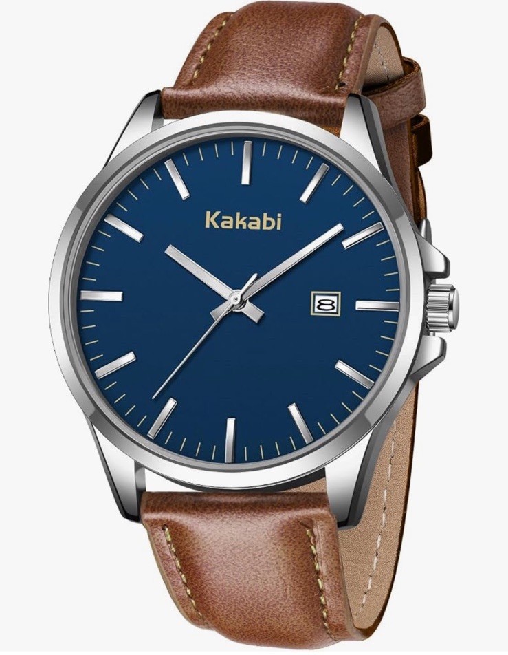 Kakabi Watches for Men, Minimalist Fashion Mens Leather K7303S-BrownBlue-P