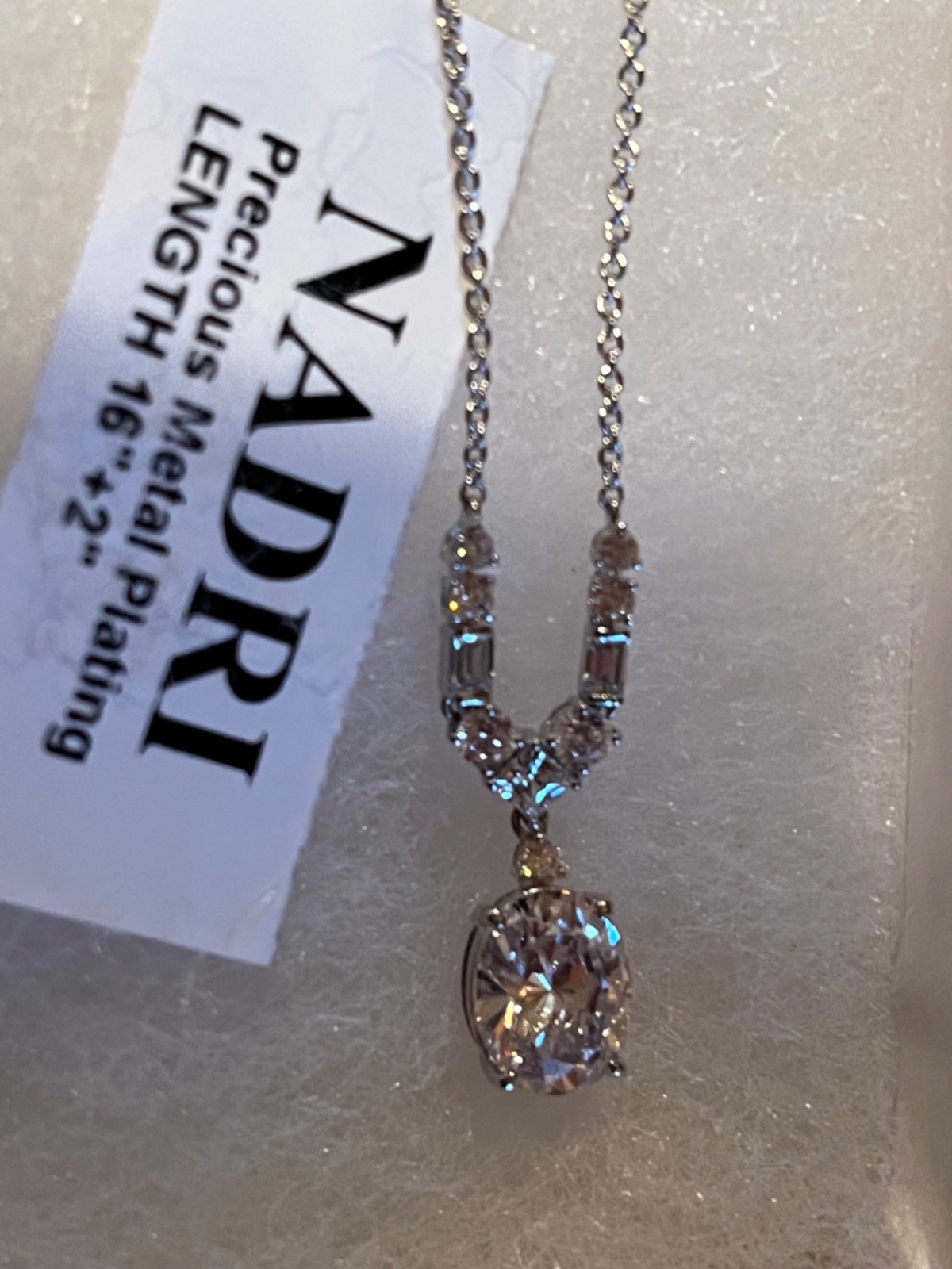 Nadri Delphine Small Frontal Short Pendant Silver Necklace