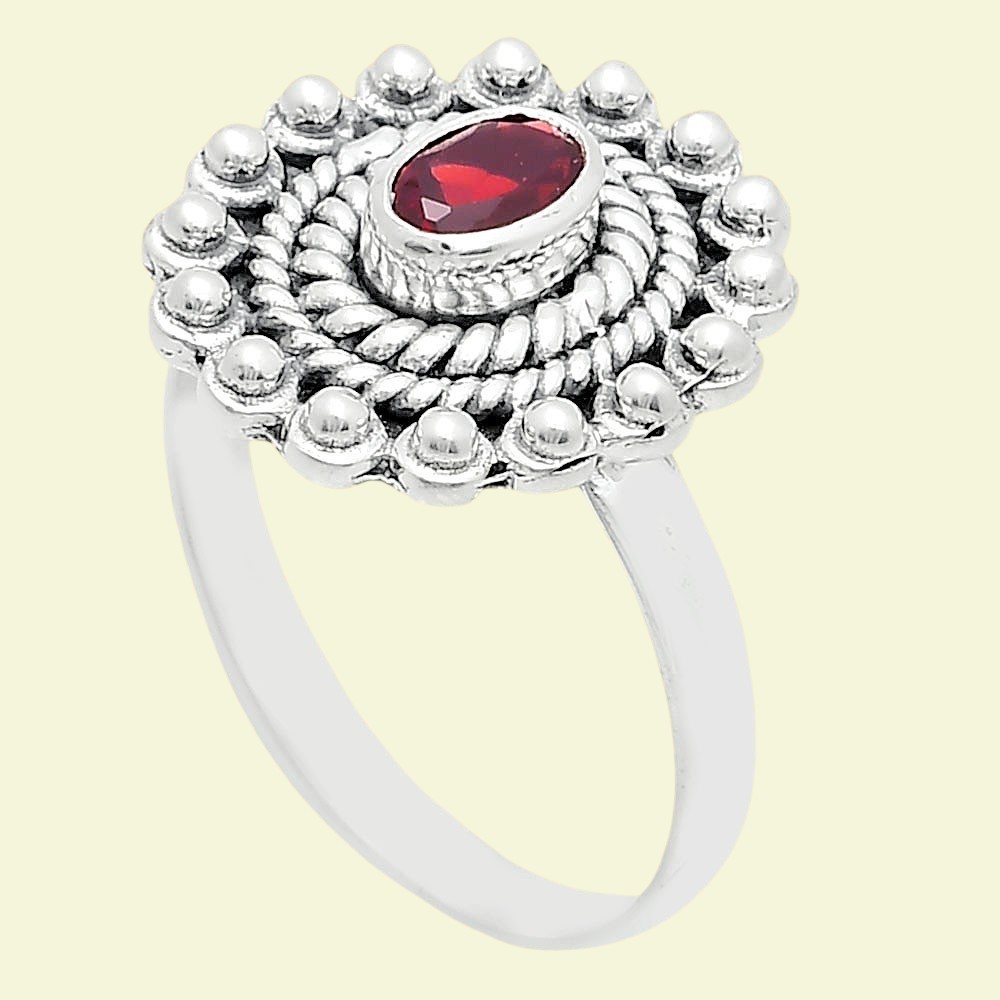 Hessonite Garnet – Madagascar 925 Sterling Silver Ring s.8 Jewelry R-1124