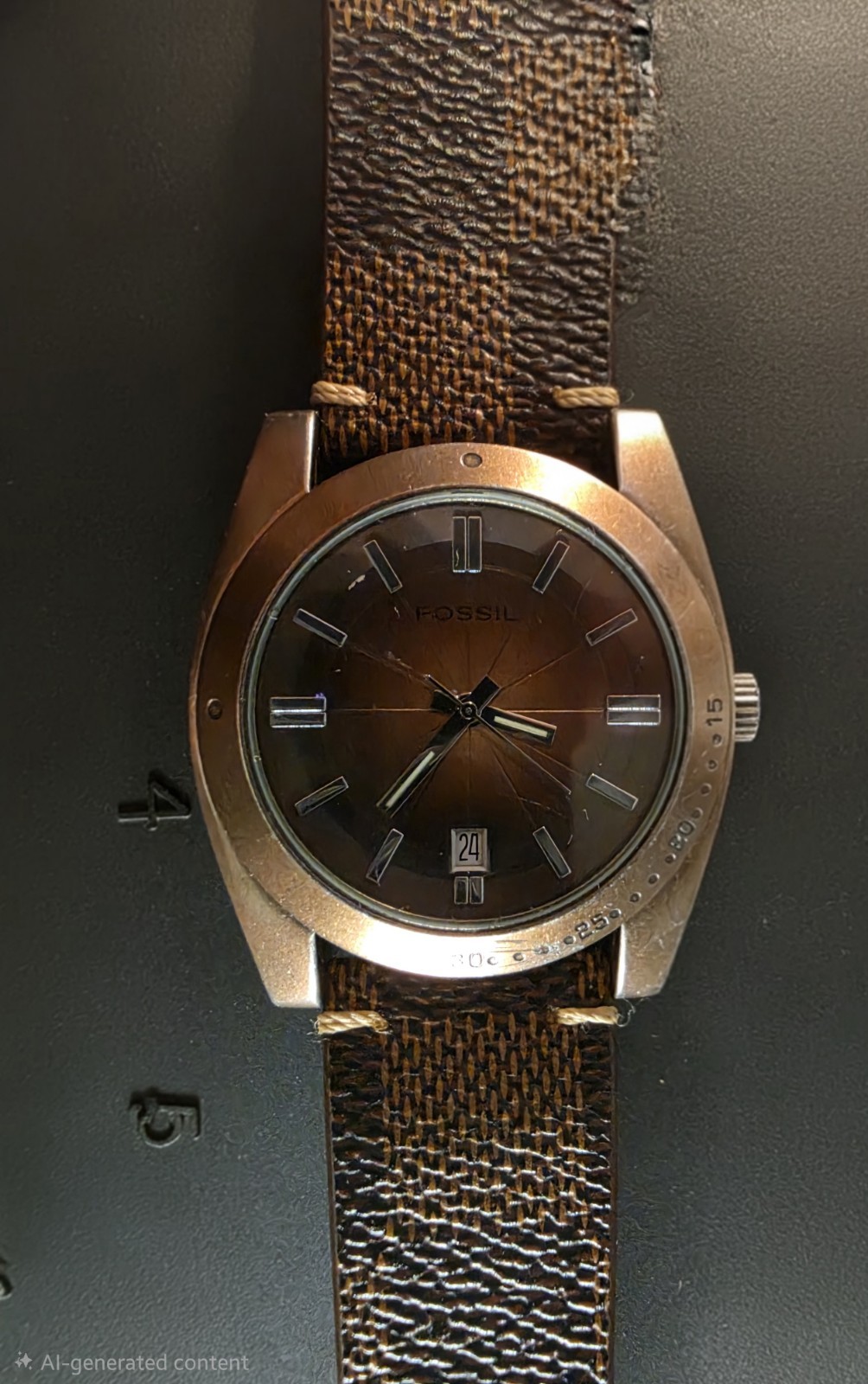 Fossil JR-9040 Men’s Quartz Date 50m Brown Sunburst Dial Leather Strap 40mm