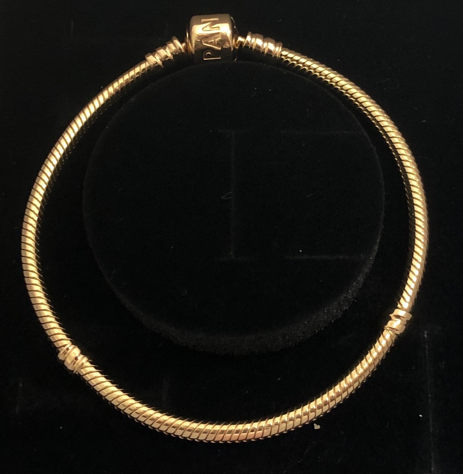 NEW💕 Pandora Moments 14K Solid Gold Barrel Clasp Bracelet 550702 7.5″/19cm