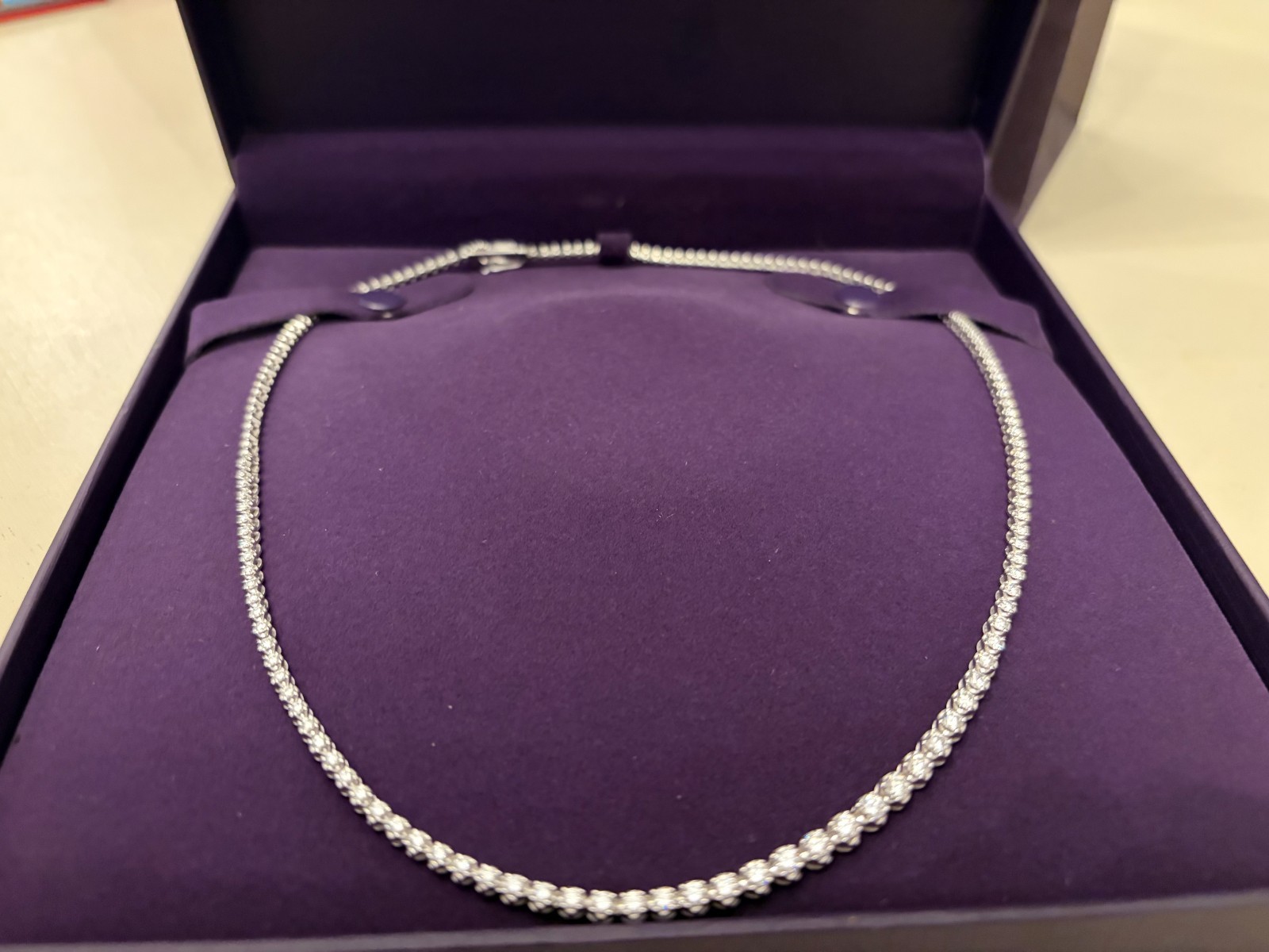 Zales 3 CT Lab Grown Diamond Tennis Necklace in Sterling Silver (F/VS2)