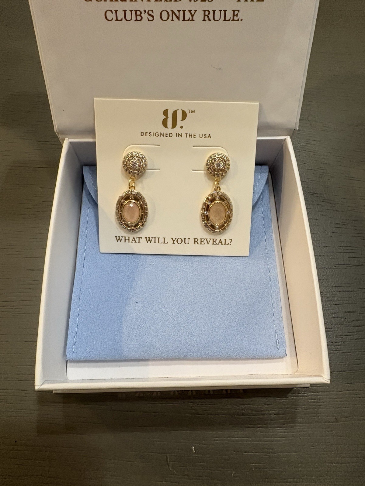 JP Soft Petal Glow Earrings ER52667 925 Gold Plated Sterling Rose Quartz CZ