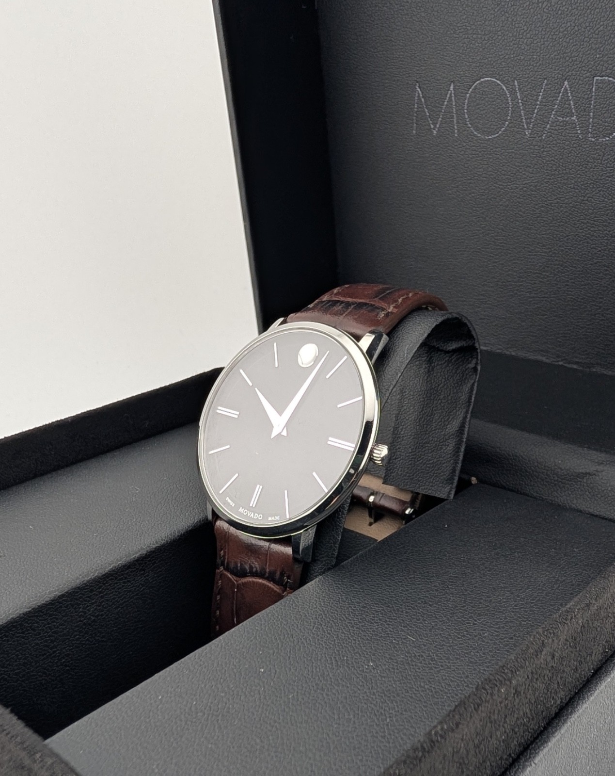 Movado Men’s Ultra-Slim Modern 47 Stainless Steel W/Blk Dial #65.1.14.1395