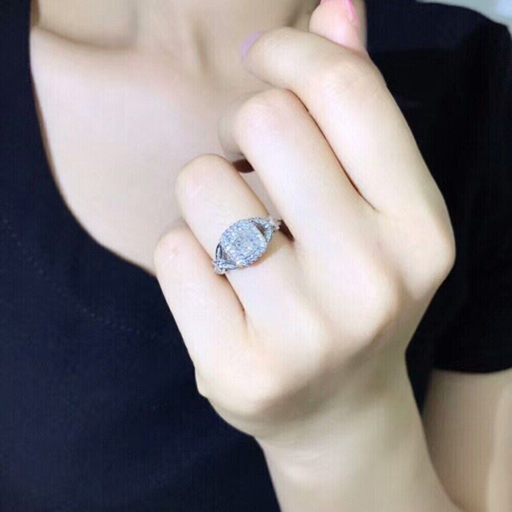 925 Silver Plated Dazzling Ring For Christmas Gift 2.15CT CZ Engagement Ring