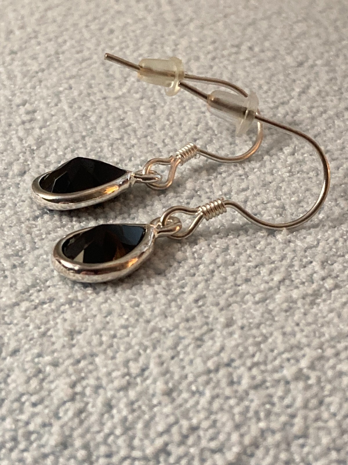 Natural Thai Black Spinel Drop Earrings .925 Sterling Silver 4.90 ctw Teardrops