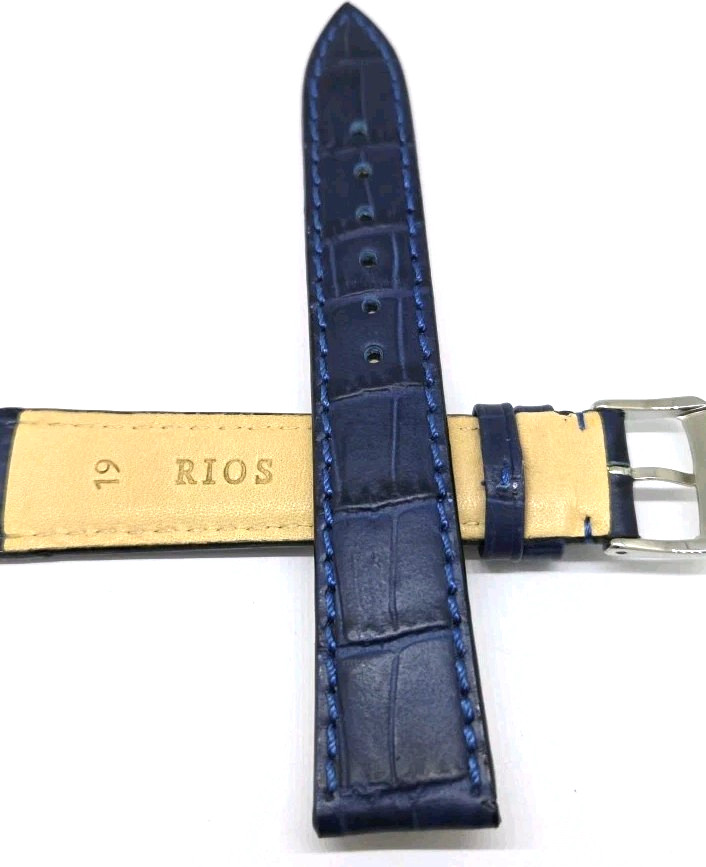 Watch strap watch strap 19/16 mm blue genuine leather croc embossing/82