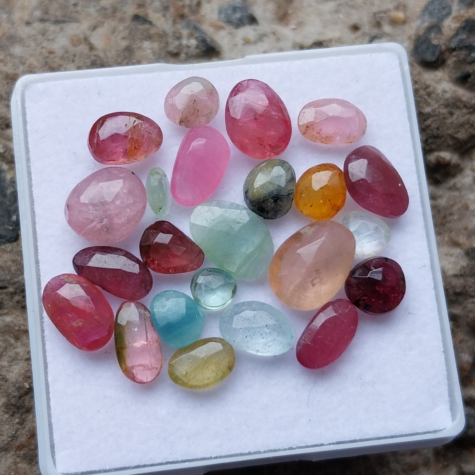 21 Carat 4.5×5 to 7×10 MM Natural Multi Color Tourmaline Rose Cut 23 Piece Lot