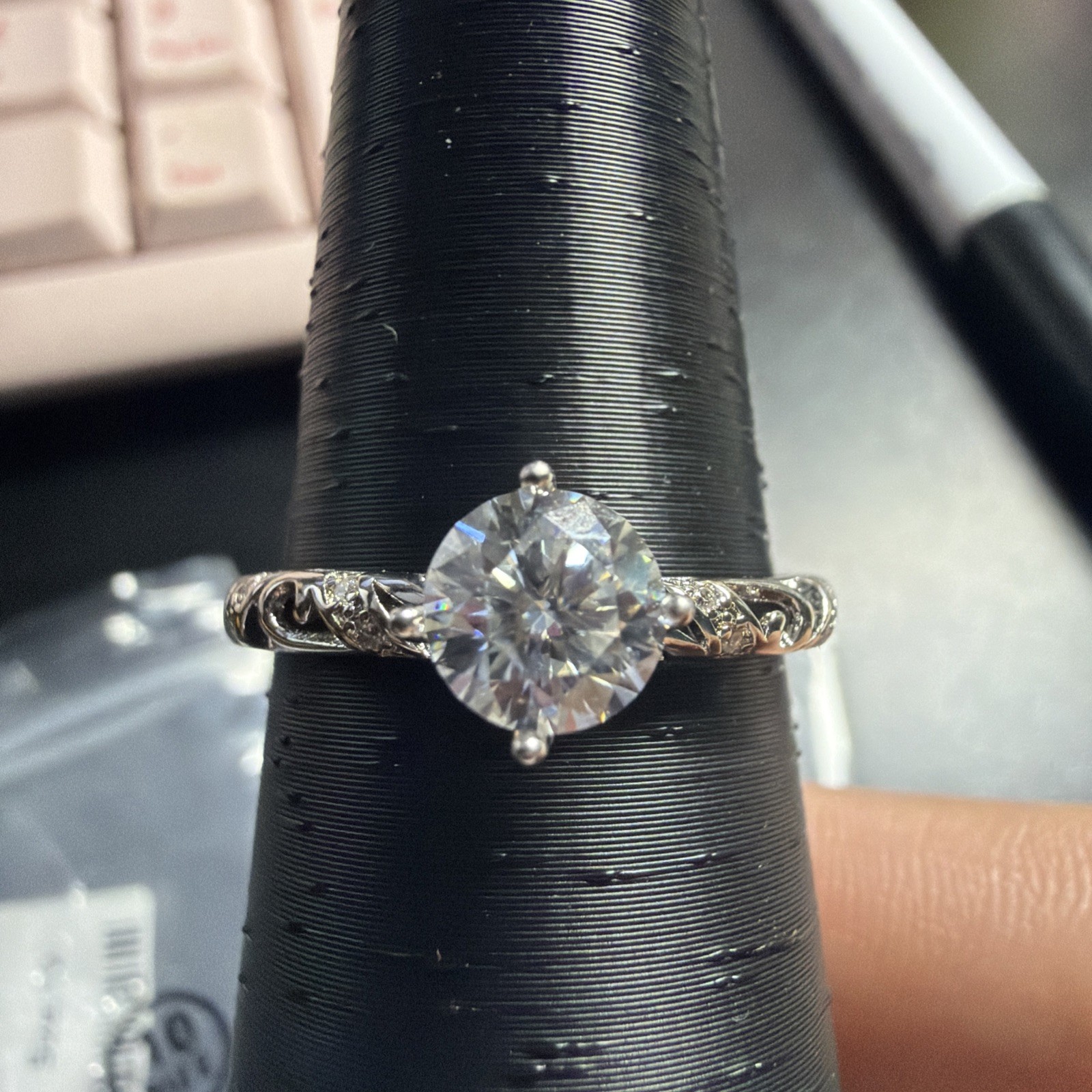 moissanite ring size 10 with papers – Fast Shipping!