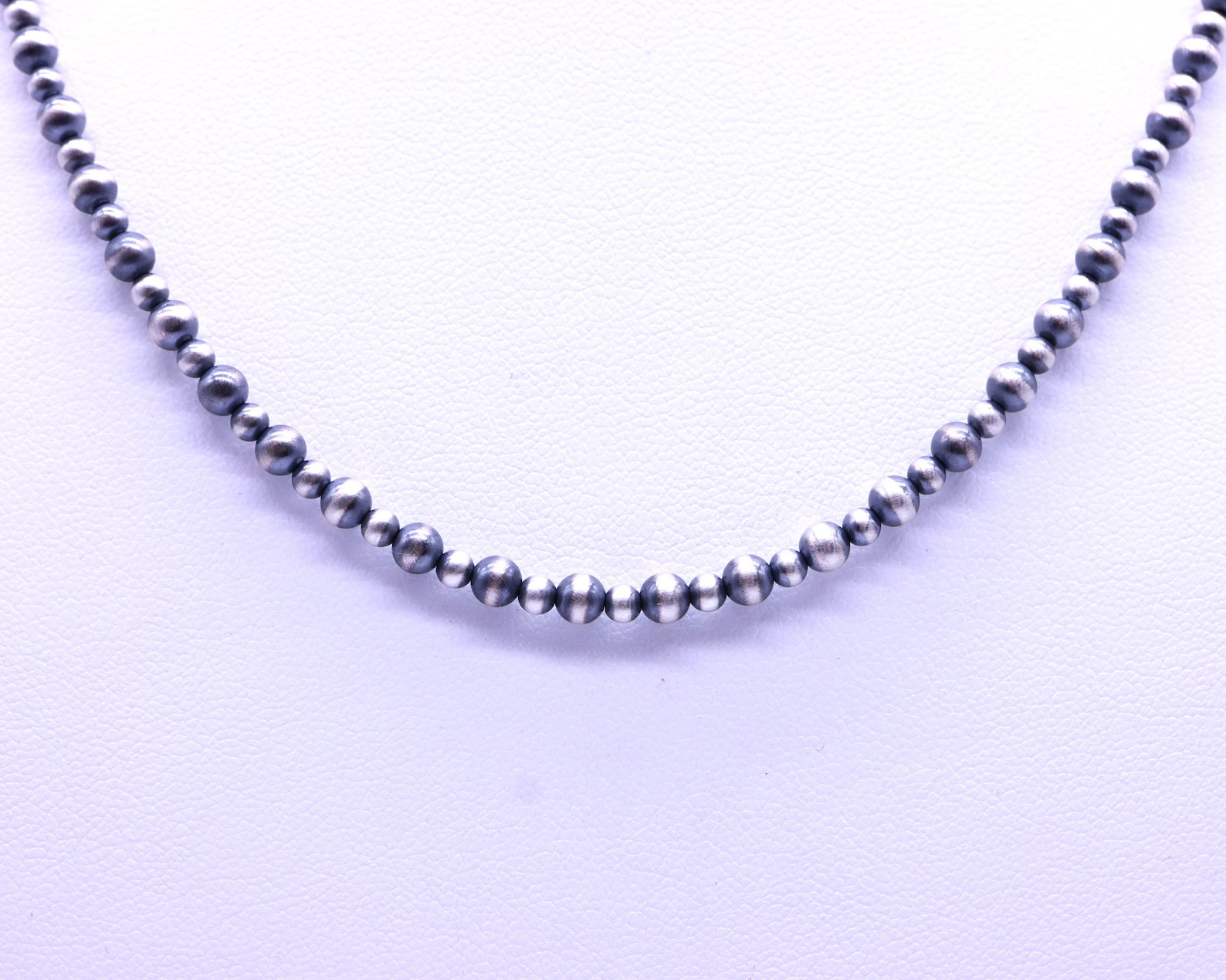 3mm & 4mm Navajo Pearls Necklace, Sterling Silver Beads, Modern Layering Choker